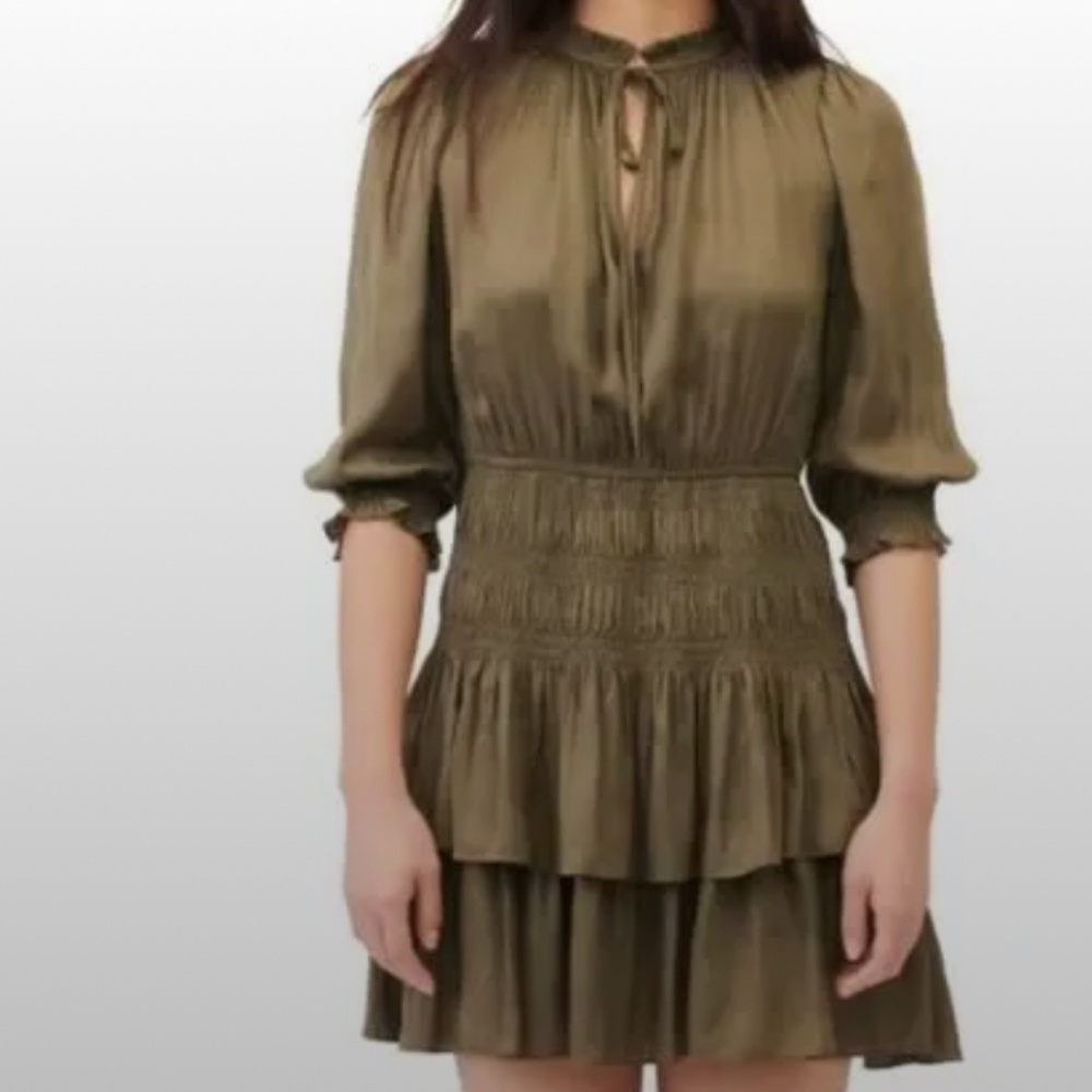 maje Satin Ruffle Minidress